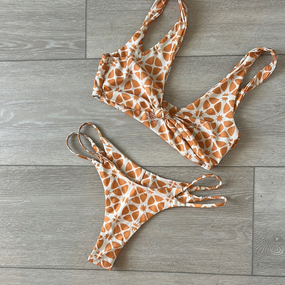 Orange Patterned Bikini Set - image 1